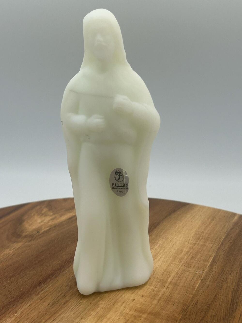 Vintage Fenton Milk Glass Religious Figurine White Christian Handmade USA Decor